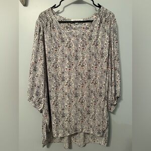 Rose + Olive floral blouse 1X